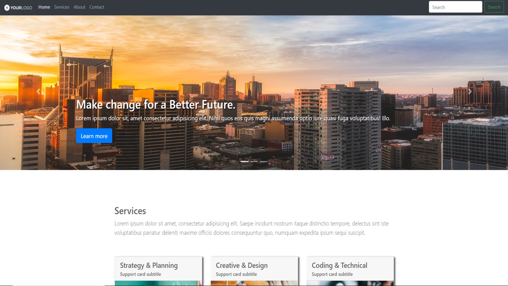 a website made using bootstrap